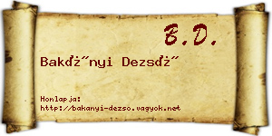 Bakányi Dezső névjegykártya